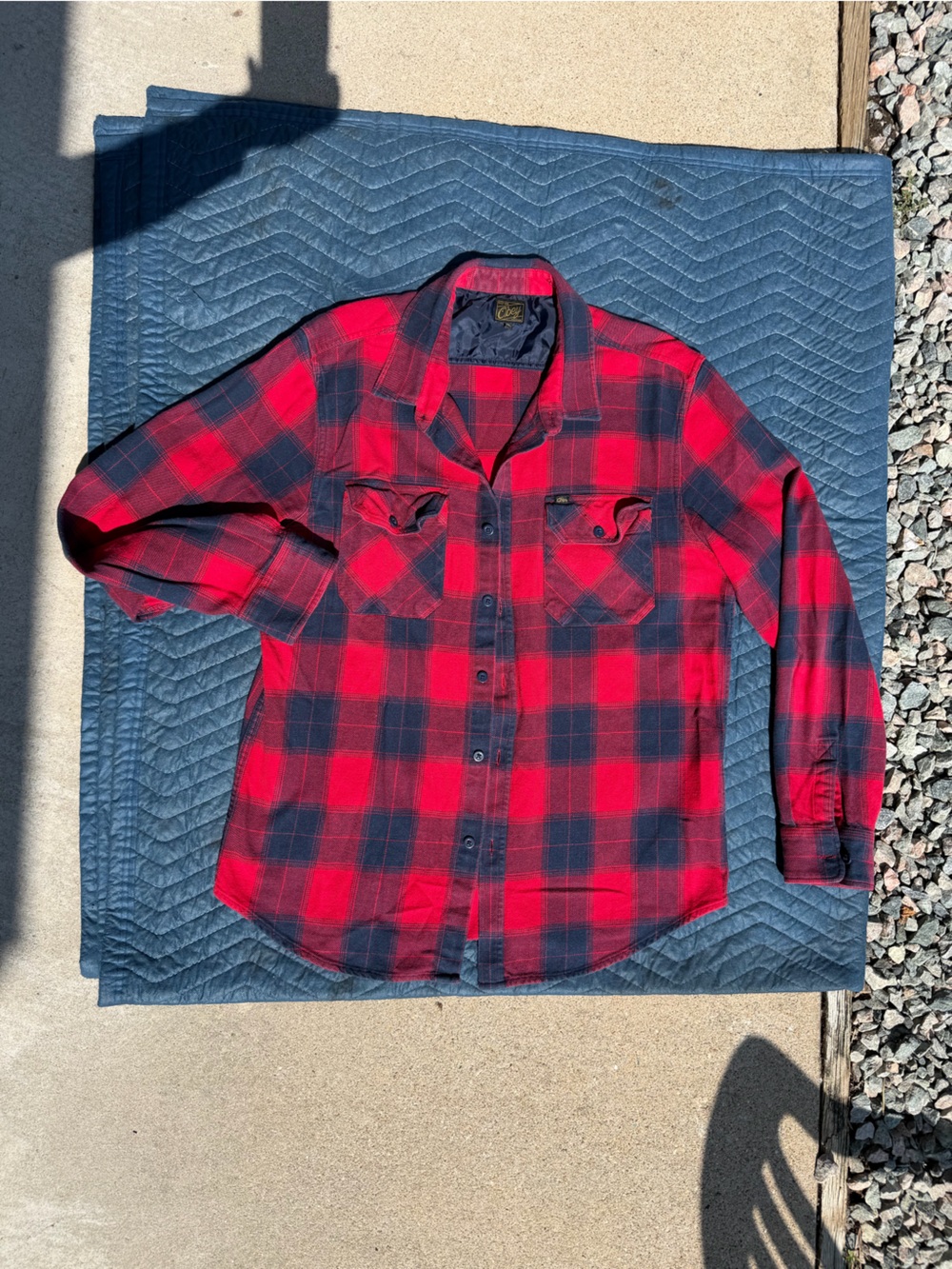 Men's Obey Red and Blue Plaid Flannel Shirt